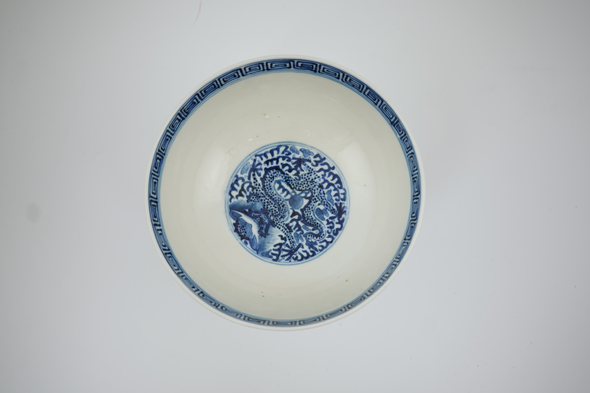A Chinese blue and white ‘dragon’ stem bowl, Guangxu six character mark and of the period (1875-1908)